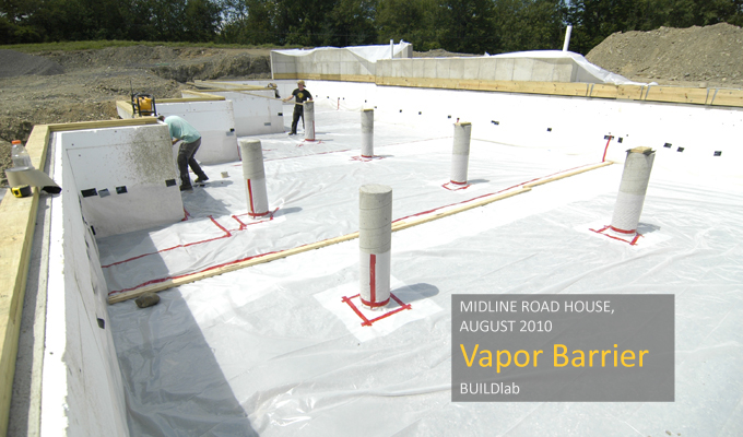 basement foundation vapor barrier installed